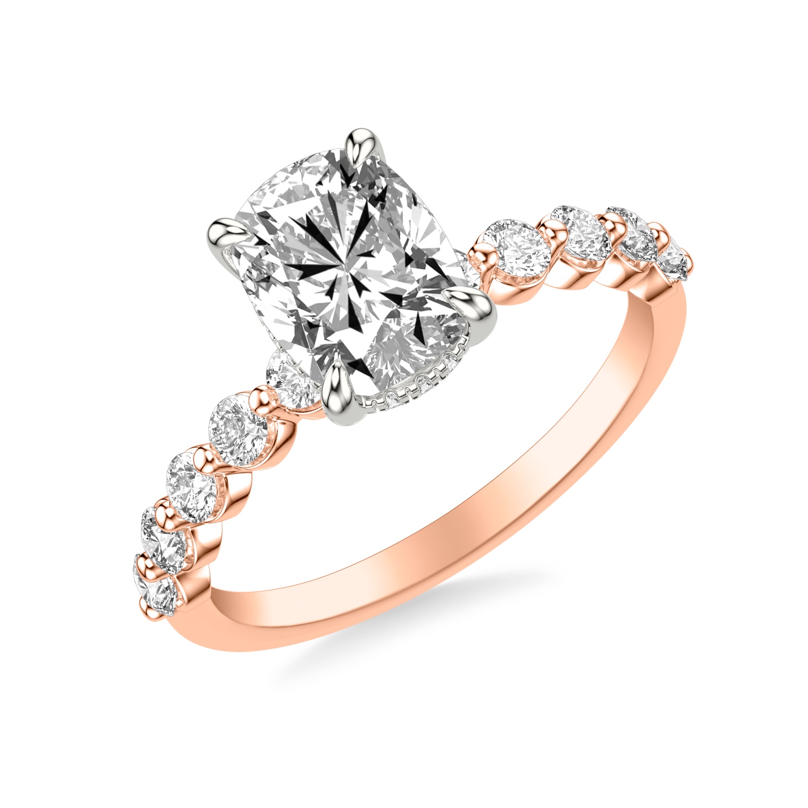 Kaia Cushion · Rose & White Gold