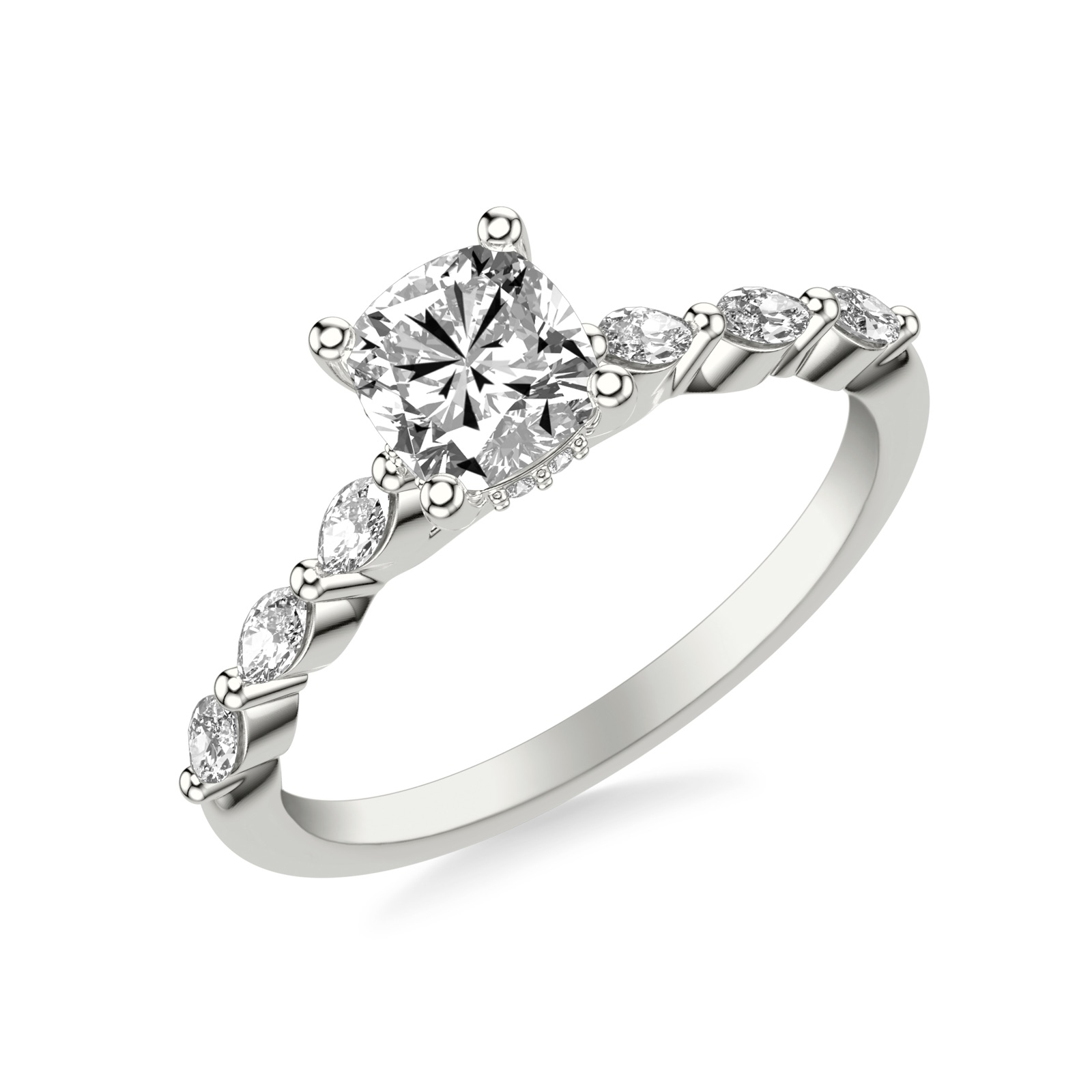 Jovienne Cushion · White Gold