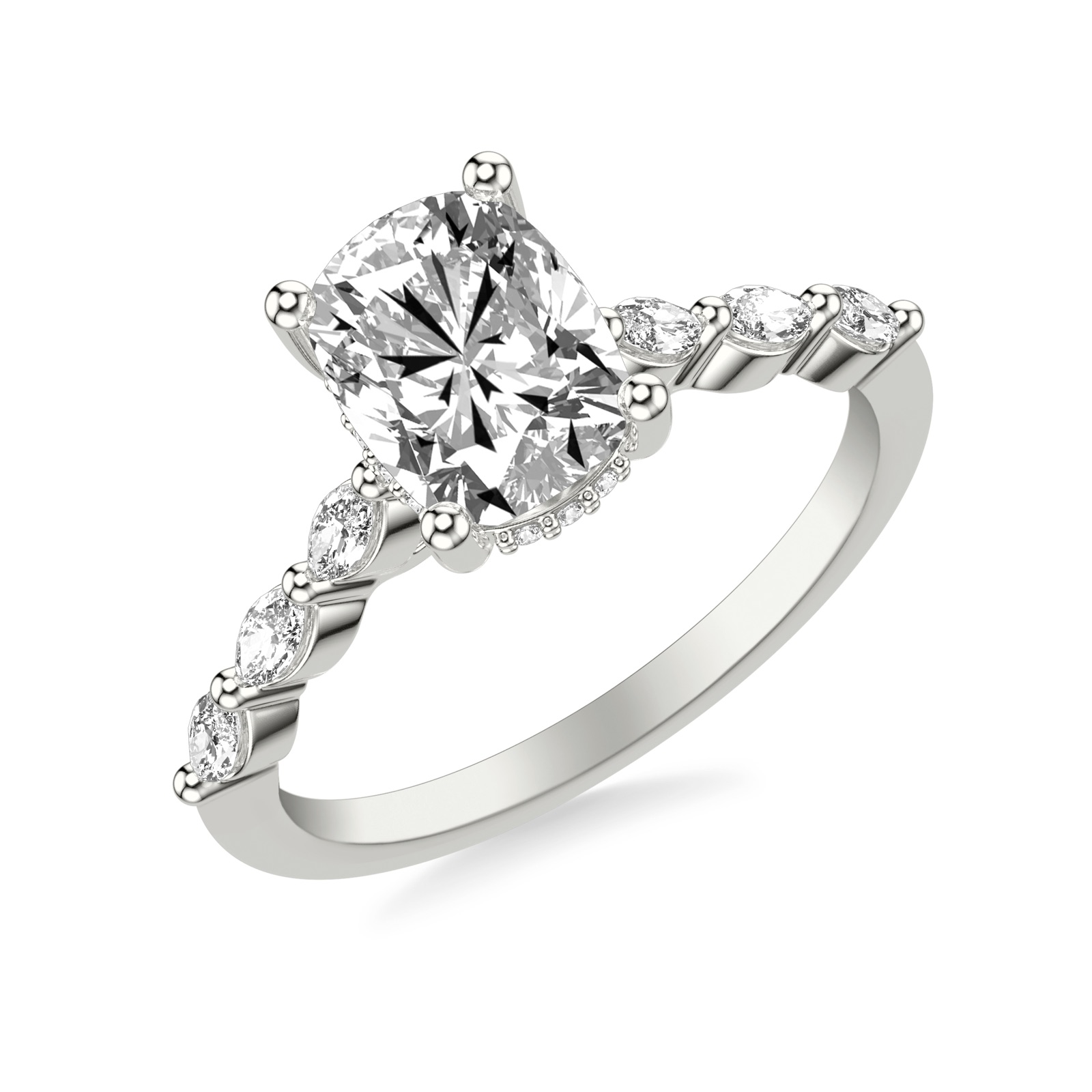 Kismet Cushion · White Gold
