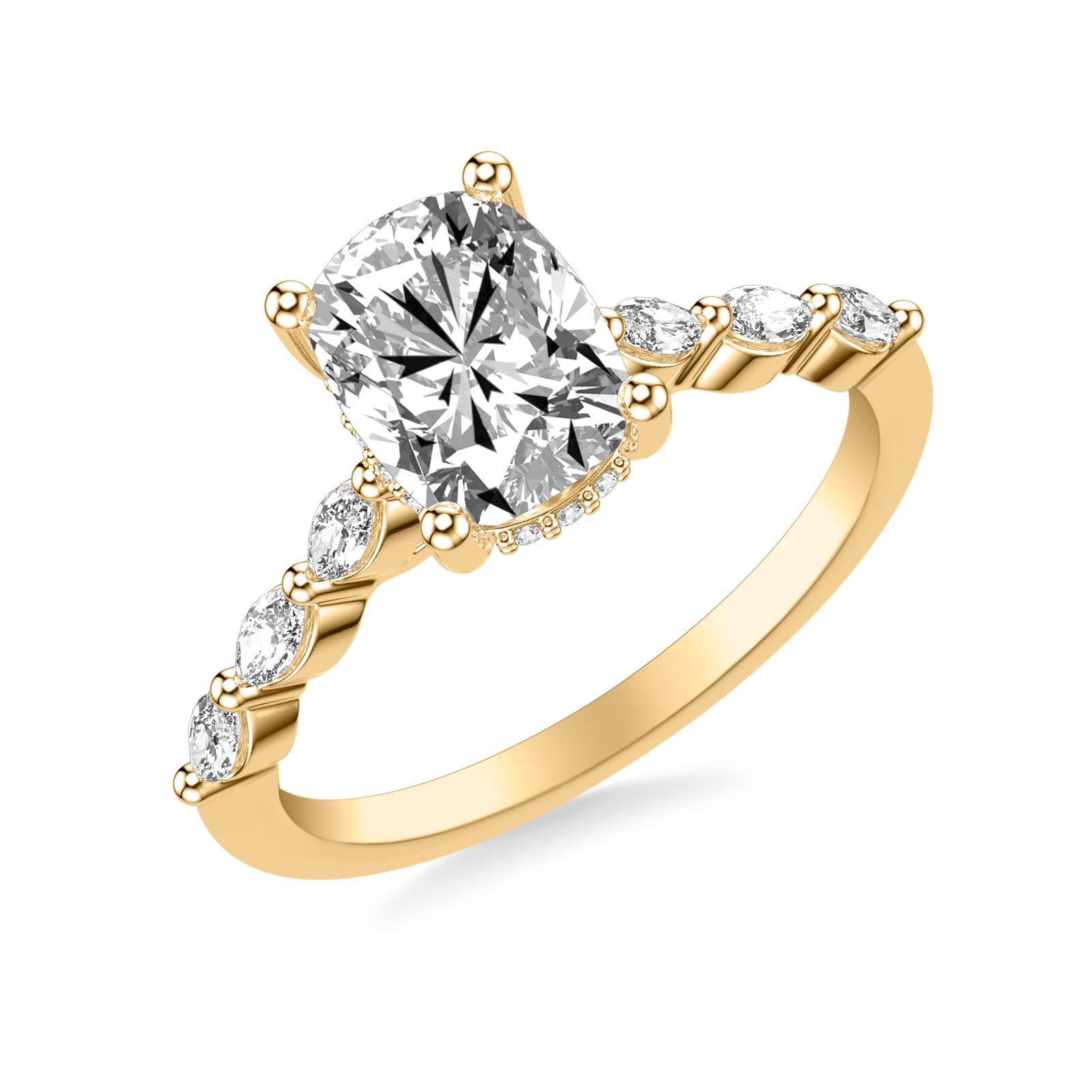 Kismet Cushion · Yellow Gold