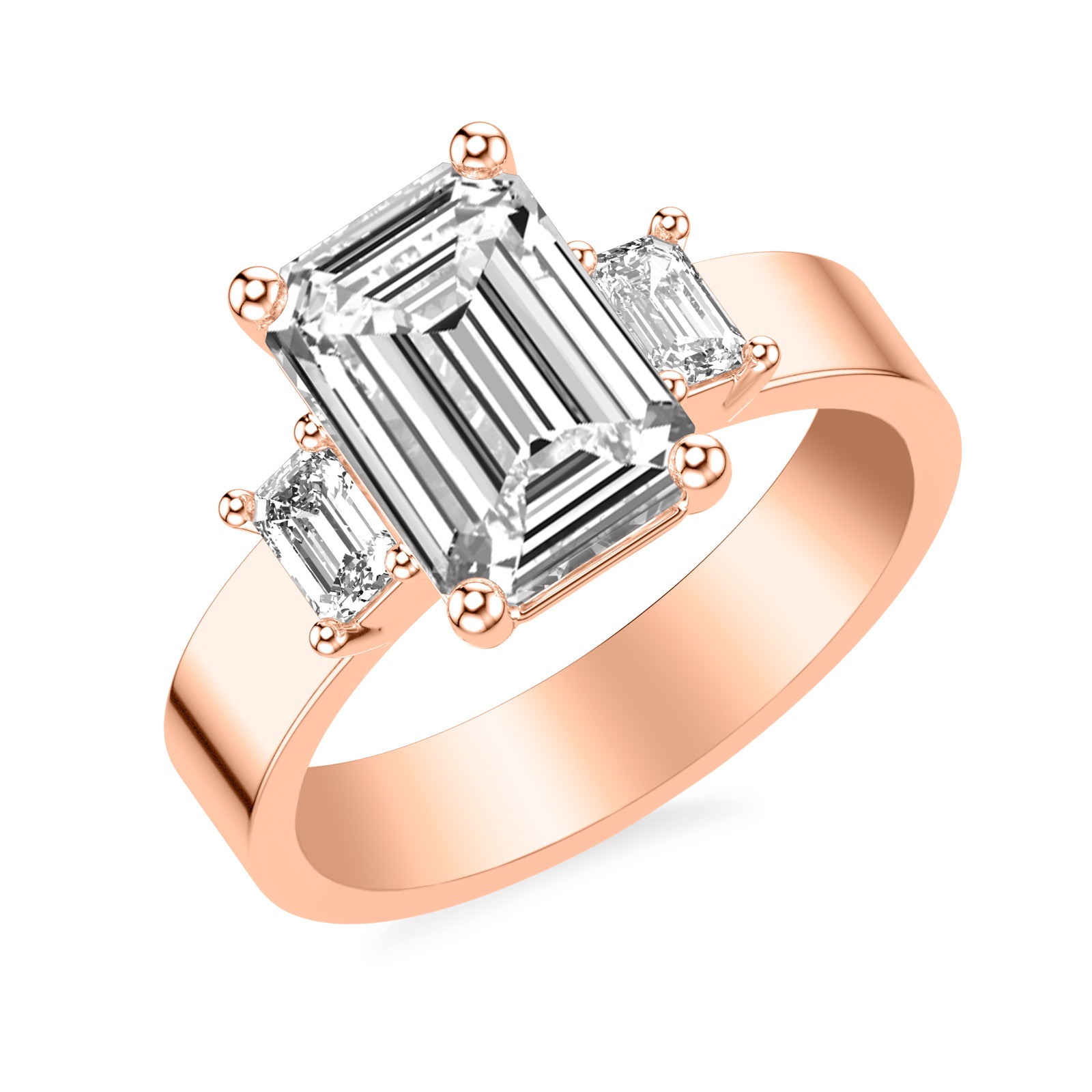 Trinity Emerald · Rose Gold