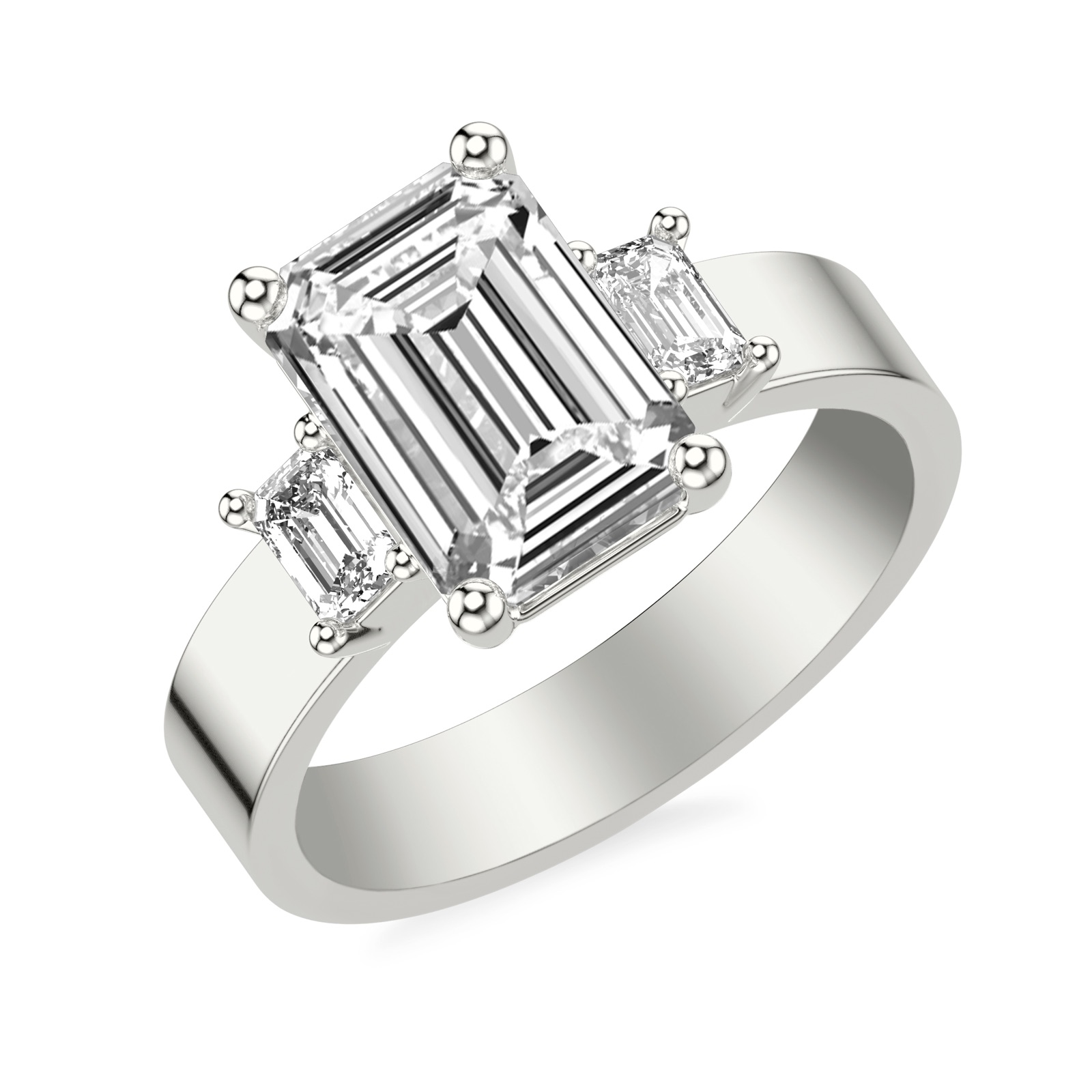 Trinity Emerald · White Gold