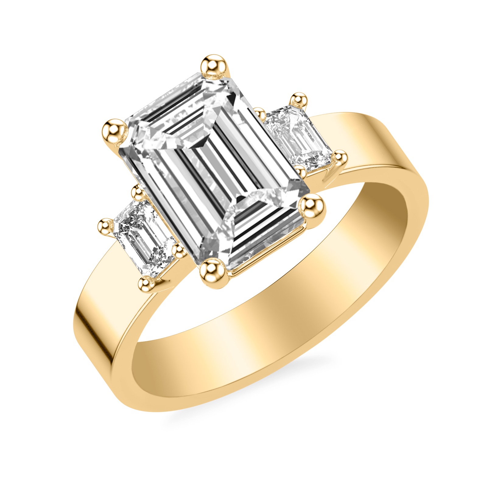Trinity Emerald · Yellow Gold